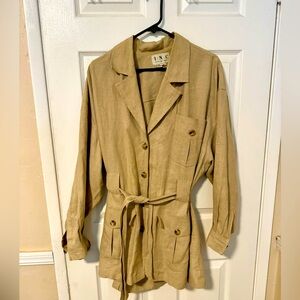 INC linen jacket with tie belt